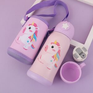 Baby Donkey Παιδικό Ανοξείδωτο Παγούρι Θερμός 600ml με 2 καπάκια και θήκη μεταφοράς Μονόκερος