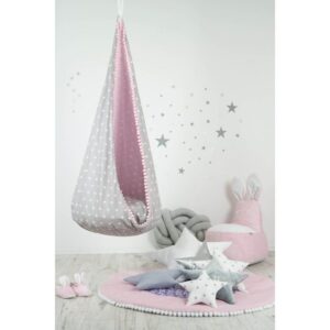 Elis Design Αιώρα Κρεμαστή Κούνια/Φωλιά Gray Pink Stars