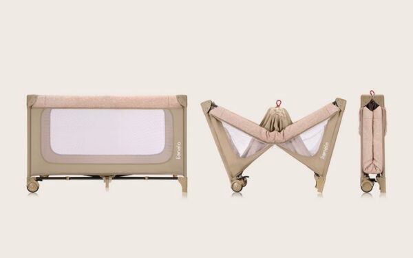 Lionelo Jasmin Easy Fold Παρκοκρέβατο 2 Επιπέδων Beige Sand - Image 2