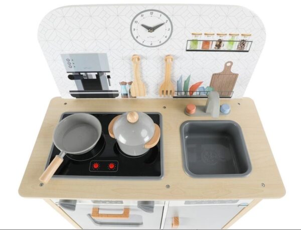 Eli Neli Montessori Kitchen Ξύλινη Παιδική Κουζίνα Mε Eκτεταμένα αξεσουάρ + Δώρο Ποδιά Κουζίνας - Image 6